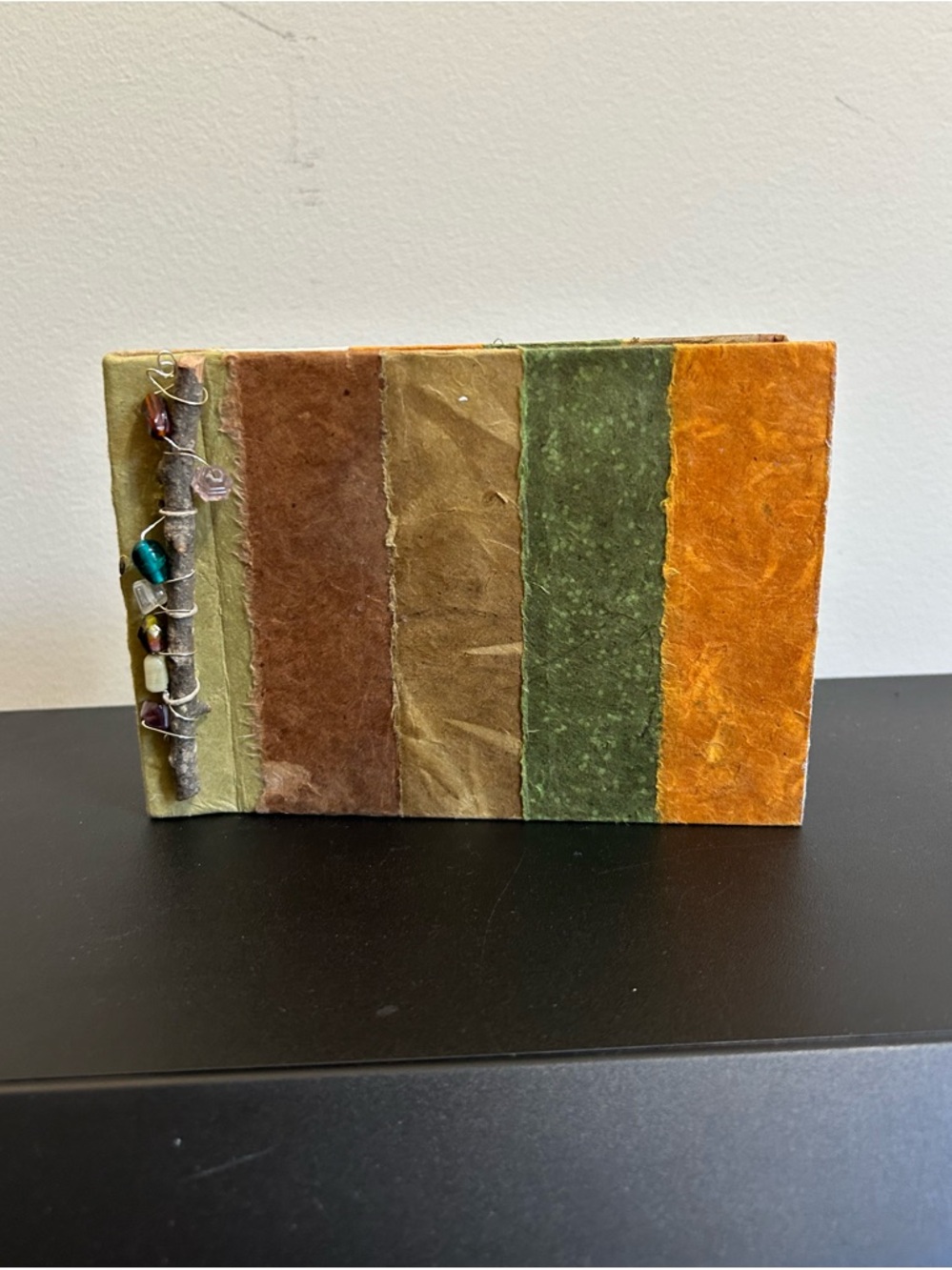 Handmade Natural Fiber Paper Journal Twig Bead Binding Artisan Notebook